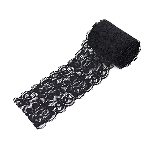 24 Inch Black Lace RibbonSewing Lace Trim Elastic Stretchy Lace Fabric 5 YardPerfect for CraftingWeddingGift WrappingBow Making Other Projects