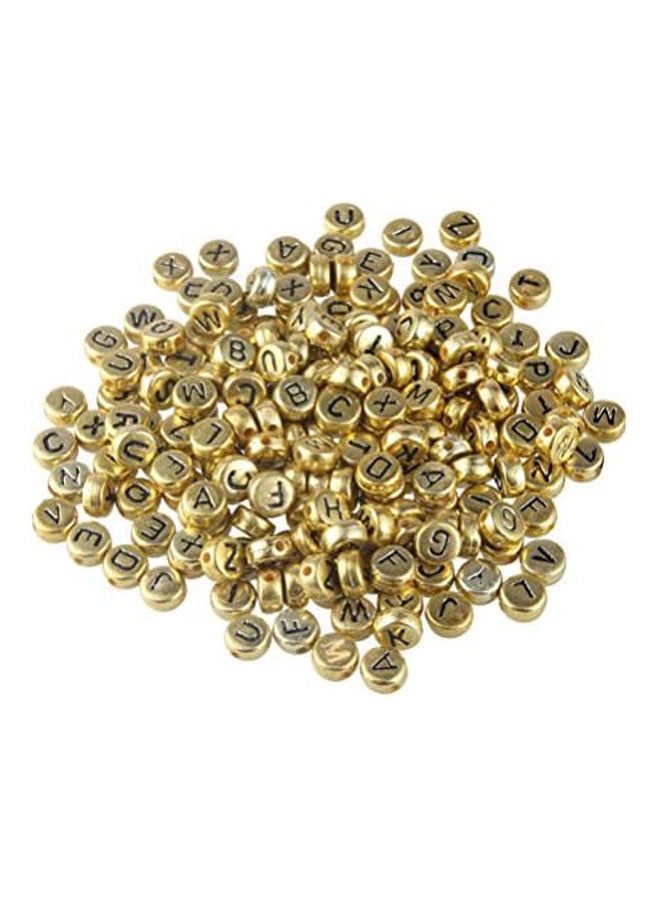 500PCS Round Letter Beads Gold Alphabet Beads A