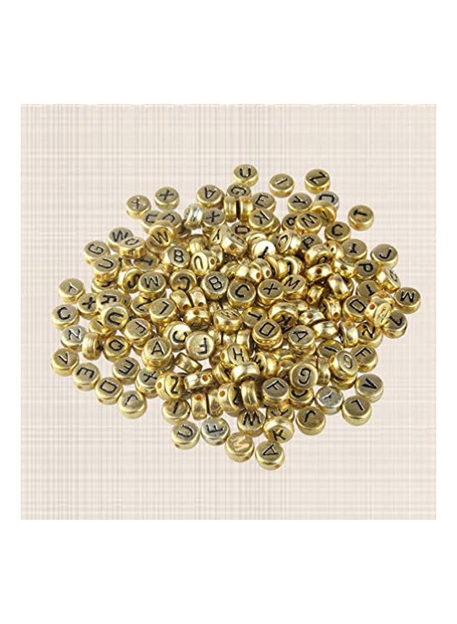 500PCS Round Letter Beads Gold Alphabet Beads A