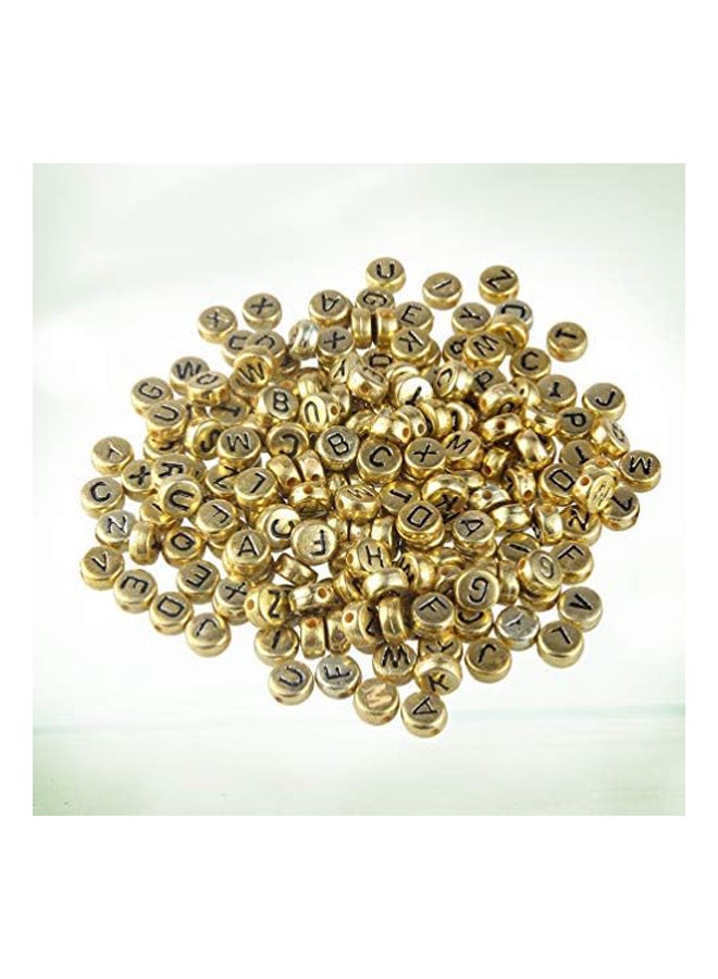 500PCS Round Letter Beads Gold Alphabet Beads A