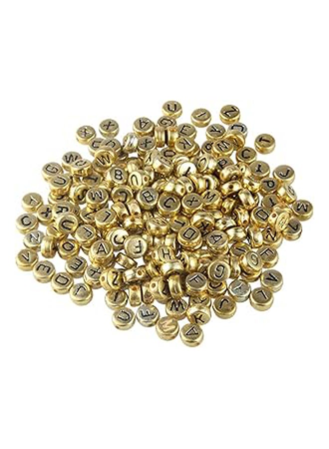 500PCS Round Letter Beads Gold Alphabet Beads A