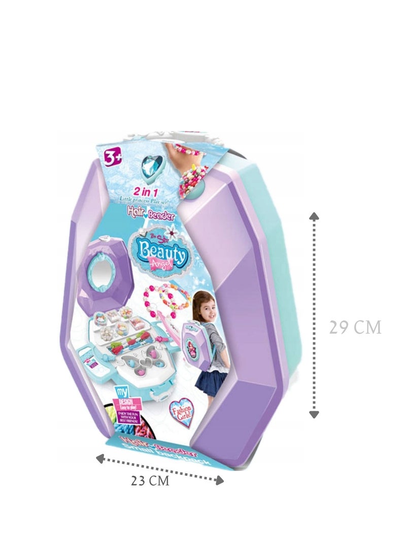 Fashionable Hair Styling Tools Set for Girls 2 in 1 Little Princess Toy Set for Beautiful and Eye-Catching Hairstyles with Hair Beads Set for Girls - Image 4