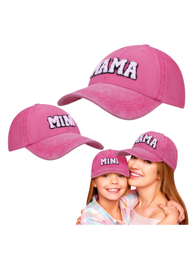 SYOSI 2PCS Parent-Child Hat, Adjustable Baseball Cap Snap Cap, Mother Child Daughter Son Baby Family Hat, Retro Baseball Cap Snap Cap (Pink)  - Image 1