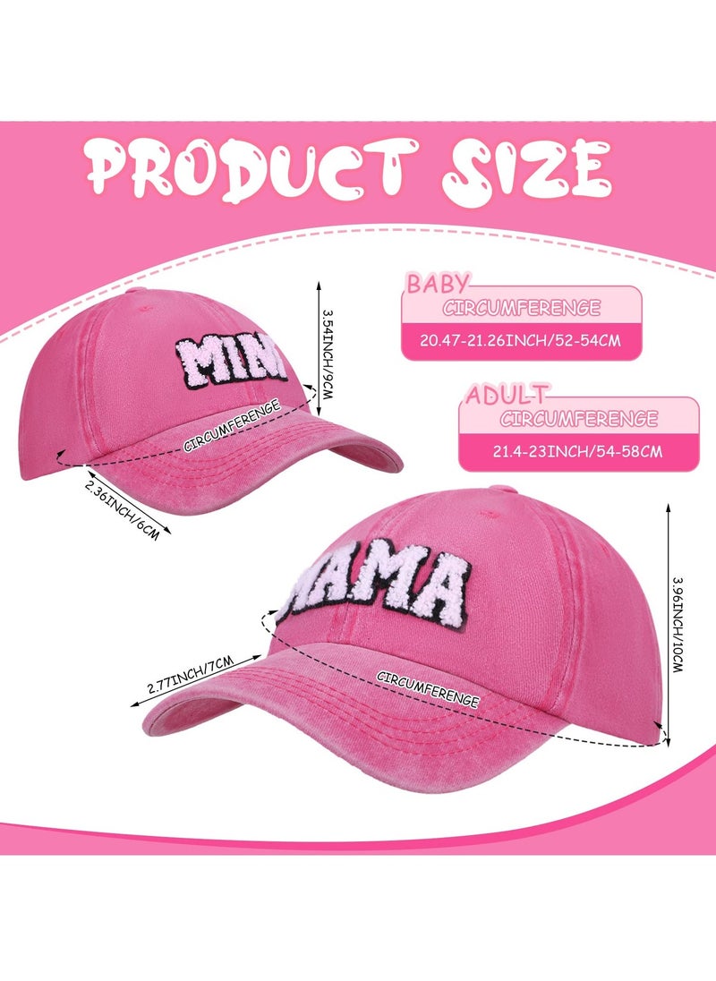 SYOSI 2PCS Parent-Child Hat, Adjustable Baseball Cap Snap Cap, Mother Child Daughter Son Baby Family Hat, Retro Baseball Cap Snap Cap (Pink)  - Image 2
