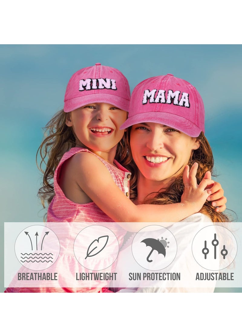 SYOSI 2PCS Parent-Child Hat, Adjustable Baseball Cap Snap Cap, Mother Child Daughter Son Baby Family Hat, Retro Baseball Cap Snap Cap (Pink)  - Image 5
