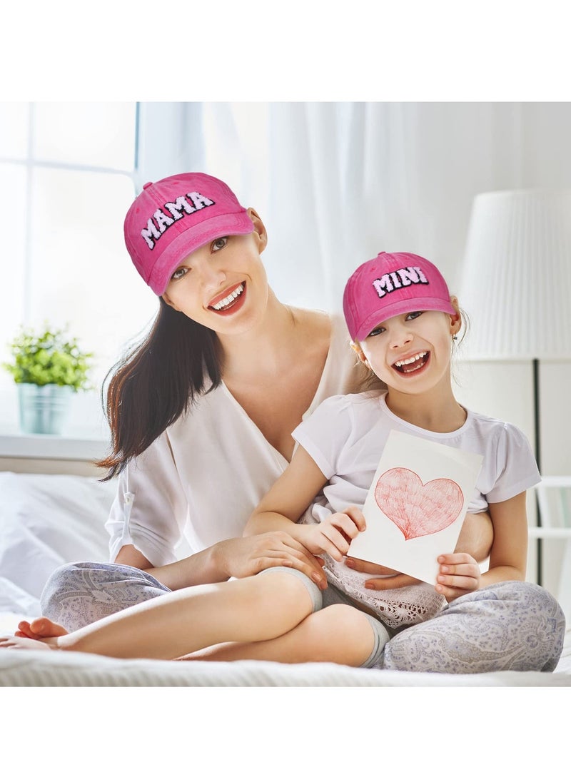 SYOSI 2PCS Parent-Child Hat, Adjustable Baseball Cap Snap Cap, Mother Child Daughter Son Baby Family Hat, Retro Baseball Cap Snap Cap (Pink)  - Image 4