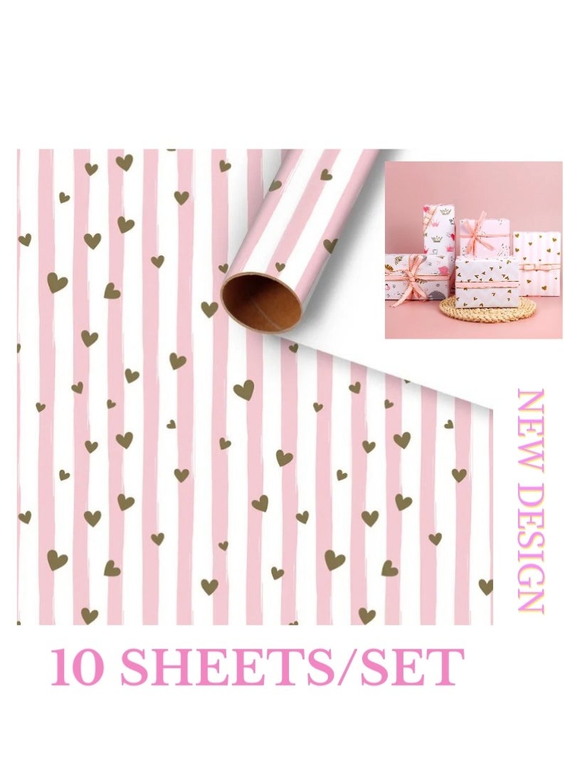 Generic - 10 Sheets New Ramadan Eid Gift Wrapping Paper Printed Gold Love Birthday Gift Flowers Paper - Image 1