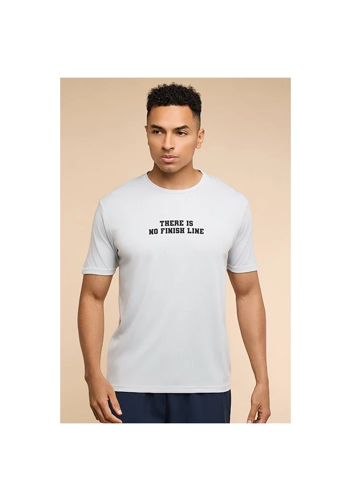 أر أند بي Typography Print Active T-Shirt with Crew Neck and Short Sleeves