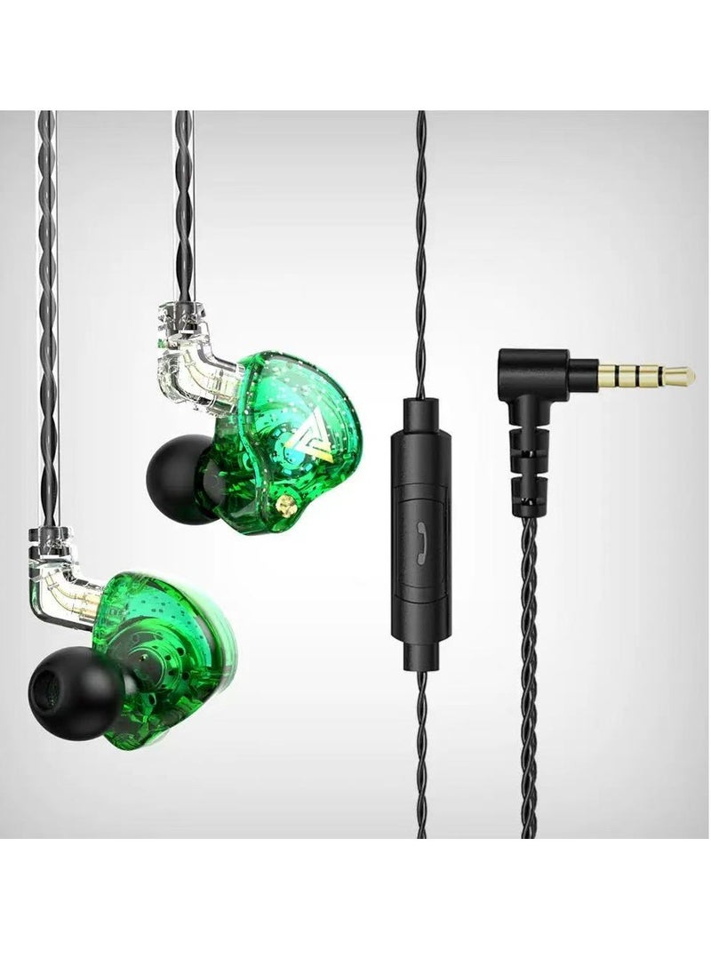 QKZ QKZ SK7 In-Ear Stereo Earphone, Professional Monitoring Headphone, Stereo HIFI Headset with Microphone, Universal 3.5mm Earbud Headphones with Microphone for Music, Gaming, Sport (Green)  - Image 1