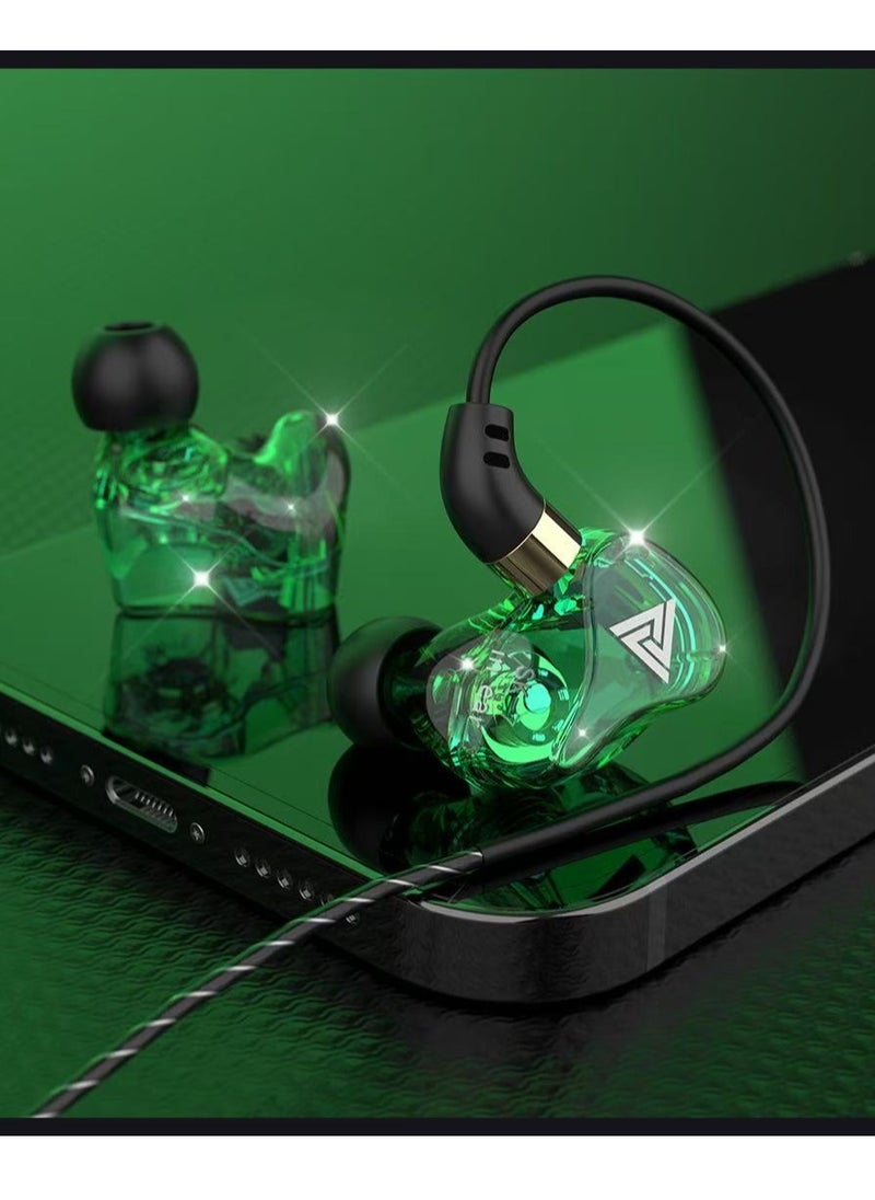 QKZ QKZ SK7 In-Ear Stereo Earphone, Professional Monitoring Headphone, Stereo HIFI Headset with Microphone, Universal 3.5mm Earbud Headphones with Microphone for Music, Gaming, Sport (Green)  - Image 2