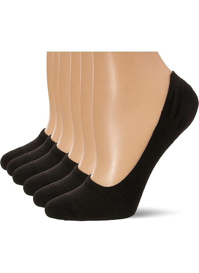 Be-Queen 6 Pairs Womens no show socks - cotton non-slip loafer sock - ladies invisible liners - EU 36 to 41 (Black - 6 Pairs)  - Image 1