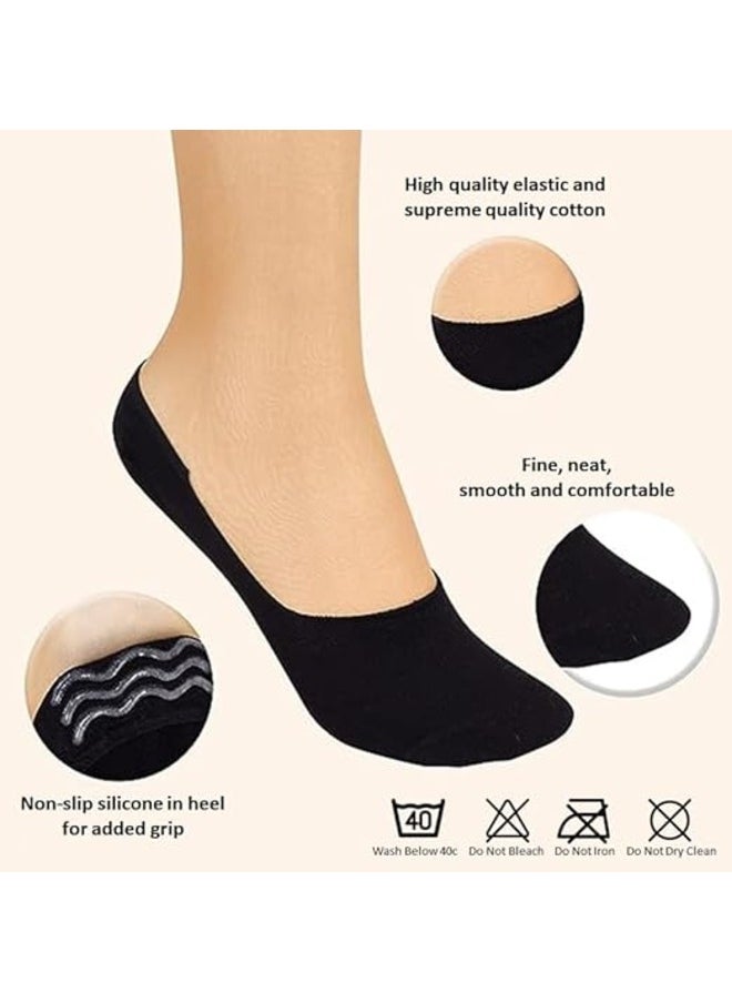Be-Queen 6 Pairs Womens no show socks - cotton non-slip loafer sock - ladies invisible liners - EU 36 to 41 (Black - 6 Pairs)  - Image 4