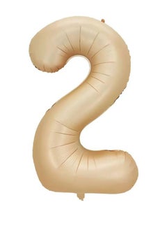 34 inch foil number  balloon, beige color, stylish oat color number 2, suitable for birthdays, anniversaries and special occasions, suitable for helium