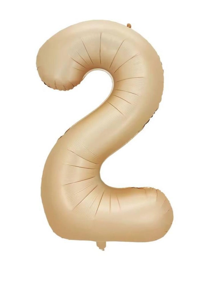 Generic - 34 inch foil number  balloon, beige color, stylish oat color number 2, suitable for birthdays, anniversaries and special occasions, suitable for helium - Image 1