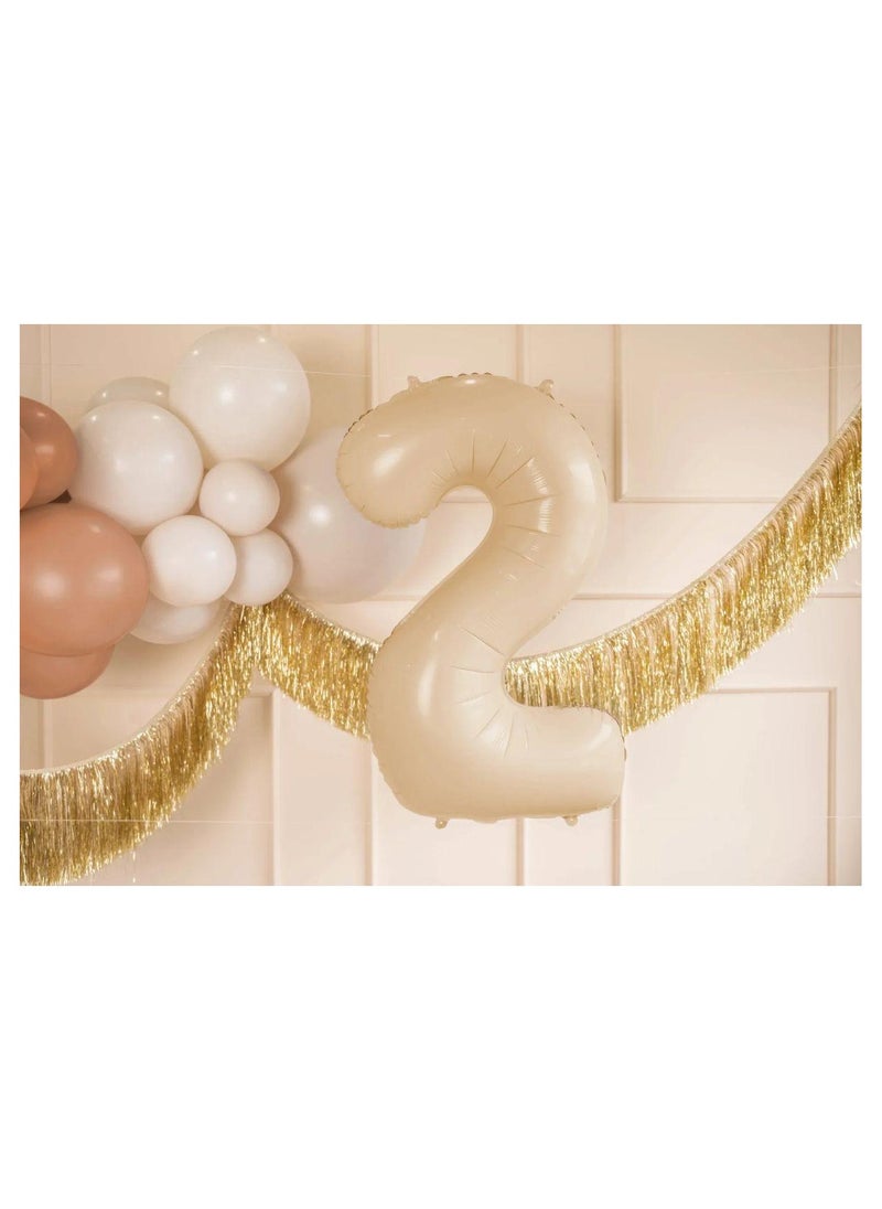 Generic - 34 inch foil number  balloon, beige color, stylish oat color number 2, suitable for birthdays, anniversaries and special occasions, suitable for helium - Image 1