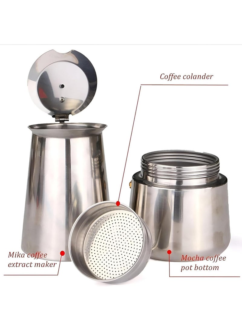 Spaceshoop Stainless Steel Italian Espresso Coffee Maker for Gas Stovetop (4Cup)  - Image 4