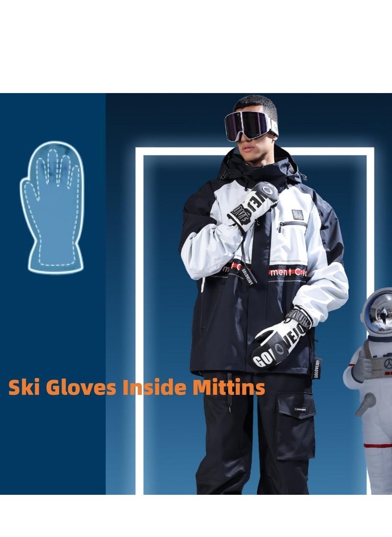 Generic Ski Gloves, Winter Warm Snow Gloves, Winter Ski Mittens Men & Women Glove Liners, Adult Snow Mitts for Cold Weather - Waterproof Winter Ski Gloves Snowboarding, Skiing, Waterproof Touch Screen - Image 4