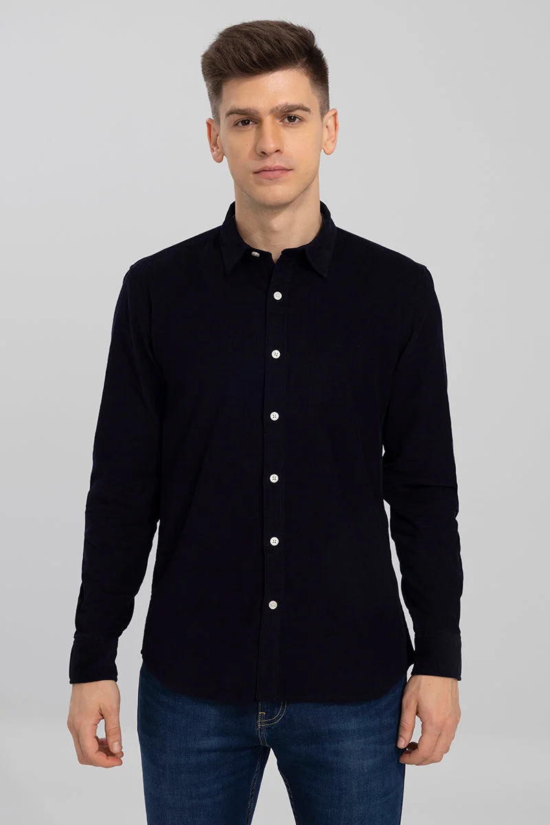 Snitch Black Authentic Navy Corduroy Shirt for Men | Best Price UAE