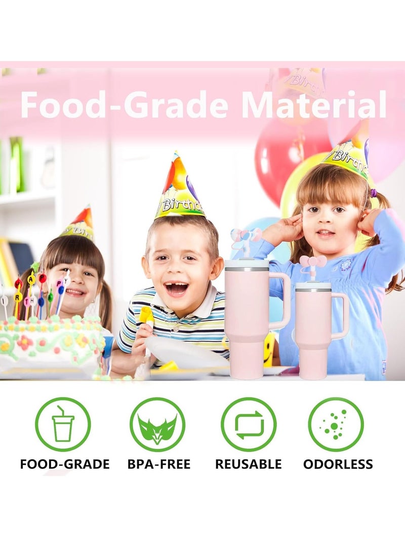 BIGTHREE Straw Cover Caps for Stanley Cup, 4 Pcs 10mm Straw Cover Caps, 4 Pcs of 12 Inches Straws, and 1 Pcs Straw Brush, for 40-20 Oz Stanley Tumbler with Handle, Dust-proof and Leak-proof - Image 2