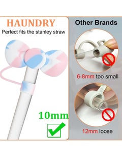 BIGTHREE Straw Cover Caps for Stanley Cup, 4 Pcs 10mm Straw Cover Caps, 4 Pcs of 12 Inches Straws, and 1 Pcs Straw Brush, for 40-20 Oz Stanley Tumbler with Handle, Dust-proof and Leak-proof  - Image 4