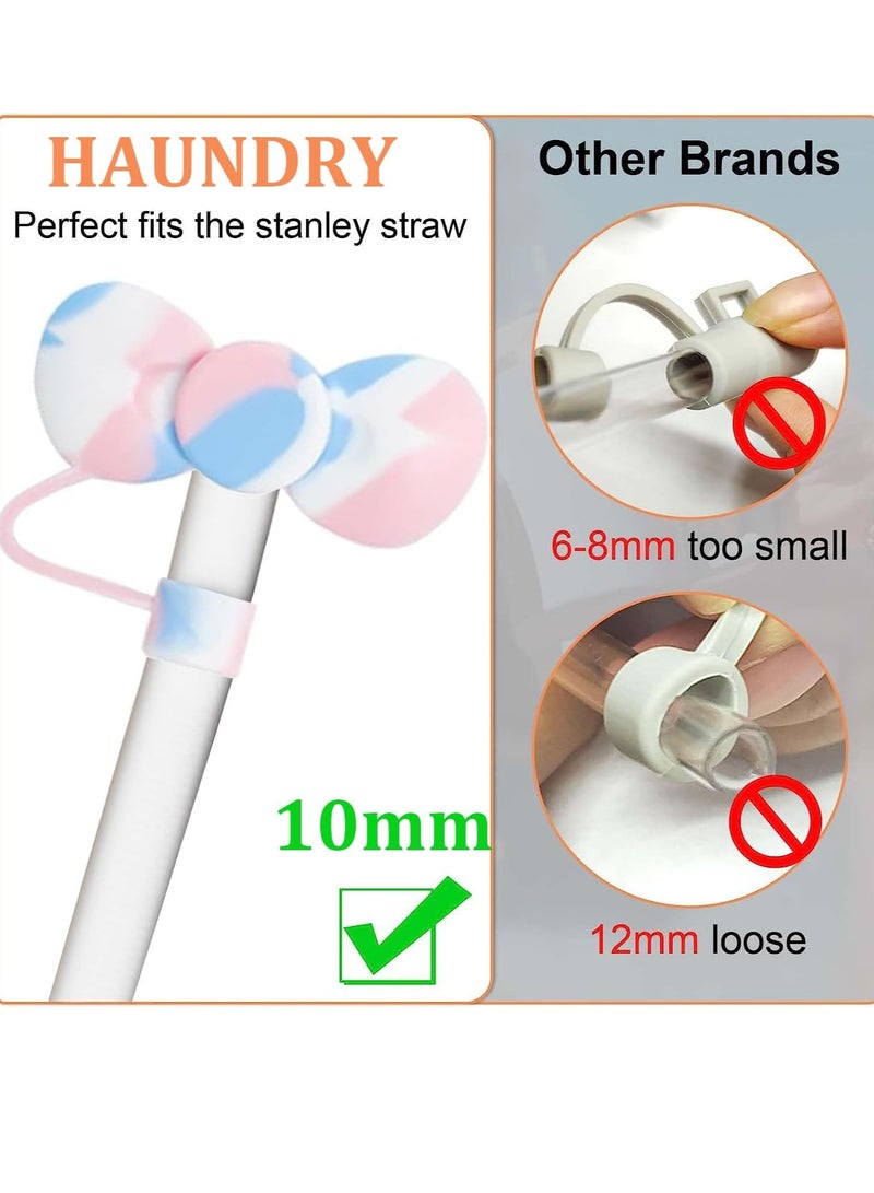 BIGTHREE Straw Cover Caps for Stanley Cup, 4 Pcs 10mm Straw Cover Caps, 4 Pcs of 12 Inches Straws, and 1 Pcs Straw Brush, for 40-20 Oz Stanley Tumbler with Handle, Dust-proof and Leak-proof - Image 4