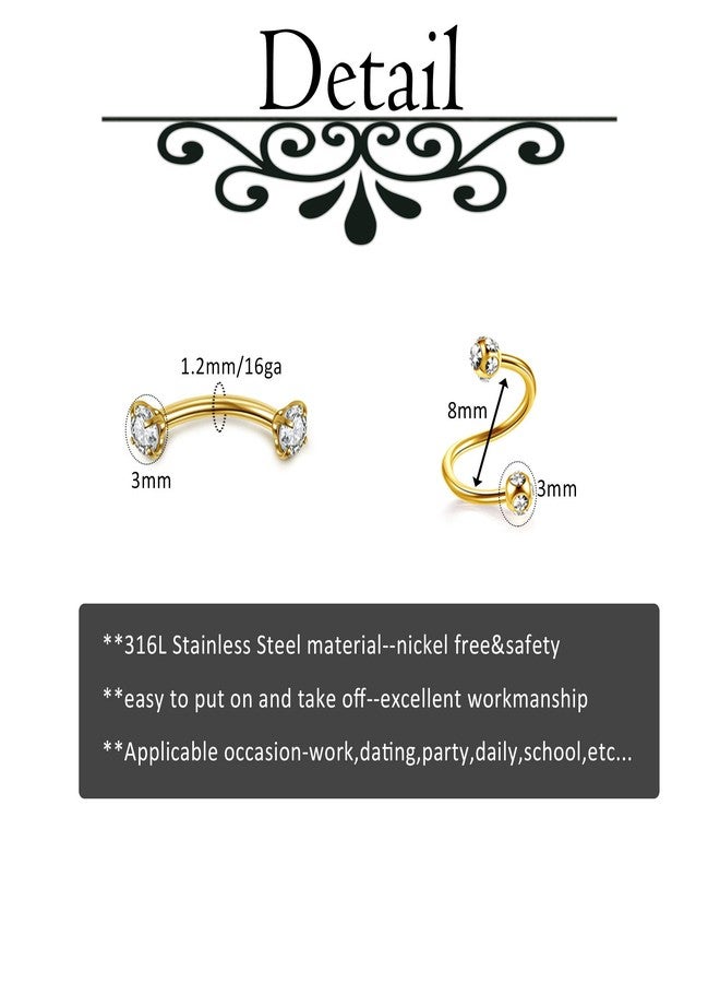 Jovivi 16G Gold Lip Rings Stainless Steel Hoop Labret Studs Monroe Piercing Jewelry Cartilage Helix Tragus Earrings Nose Ring Lobe Daith Rook Earrings for Women Men 14 Pcs - Image 3