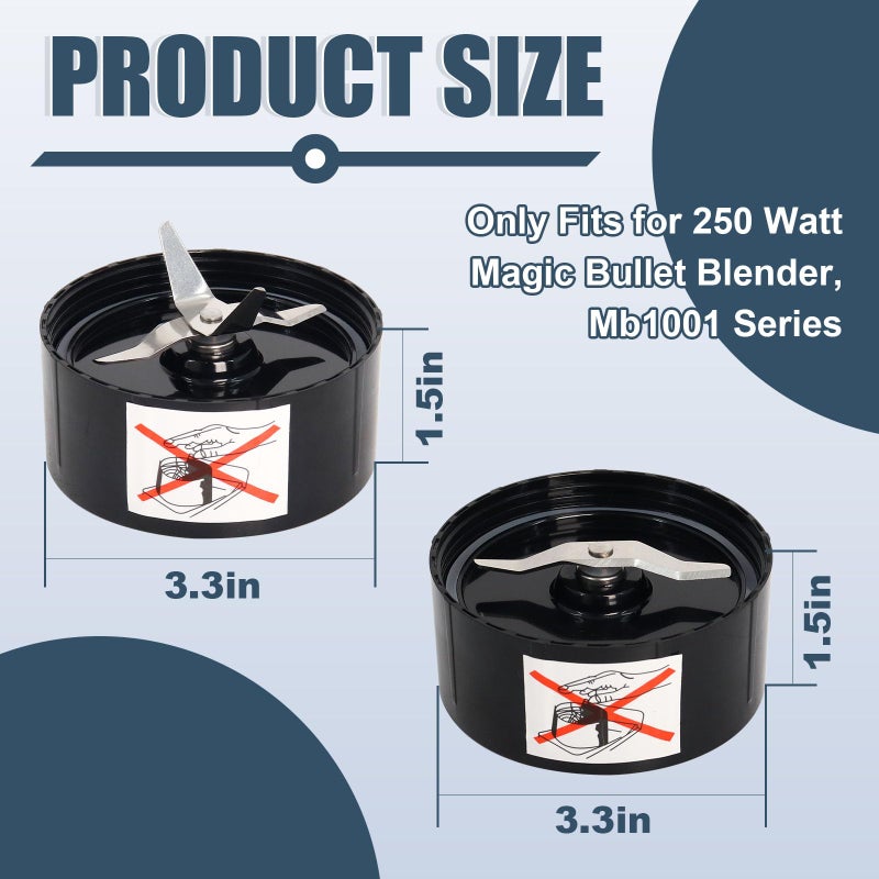 Dpwrrot Replacement Blender Blades Compatible with Magic Bullet MB1001, Dual Cross + Flat Cutting Blades Set, Heavy-Duty Stainless Steel, Compatible with Magic Bullet Blender Cups (Fits All Standard Lids) - Image 2