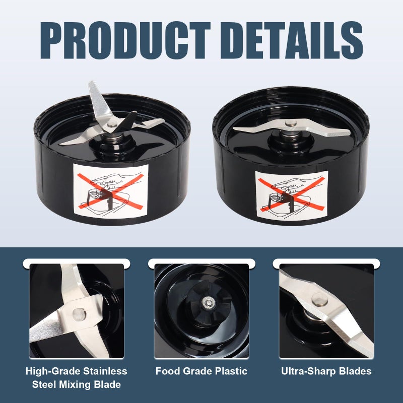 Dpwrrot Replacement Blender Blades Compatible with Magic Bullet MB1001, Dual Cross + Flat Cutting Blades Set, Heavy-Duty Stainless Steel, Compatible with Magic Bullet Blender Cups (Fits All Standard Lids) - Image 3