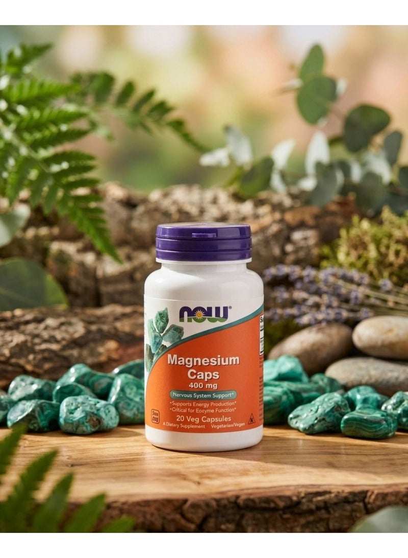 كبسولات ناو فودز من المغنيسيوم 400 ملغ، 20 كبسولة