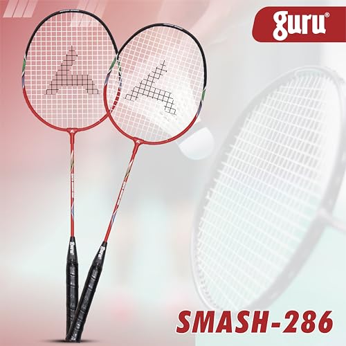 GURU Smash-286 Red Heavy Duty Aluminium Badminton Racket Pack of 1 with Cover - Image 5