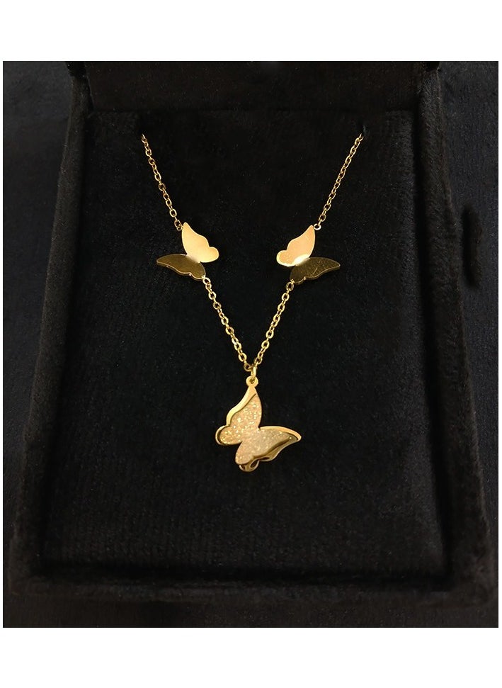 The Black Pearl Accessories - Stainless Steel Necklace with a Butterfly Pendant - Image 1