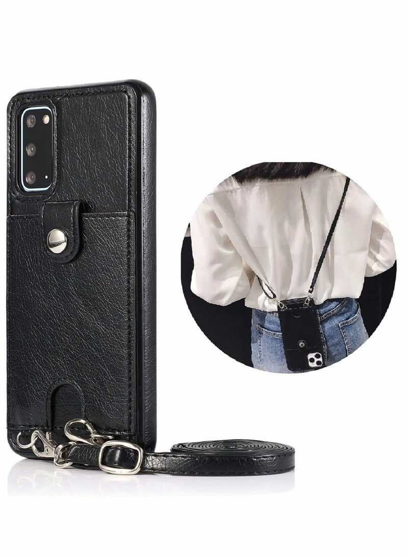 Captaintech PU Leather Wallet Case for Samsung Galaxy S20 Plus Cover Necklace Crossbody Lanyard Case Cover with Card Holder - Image 1