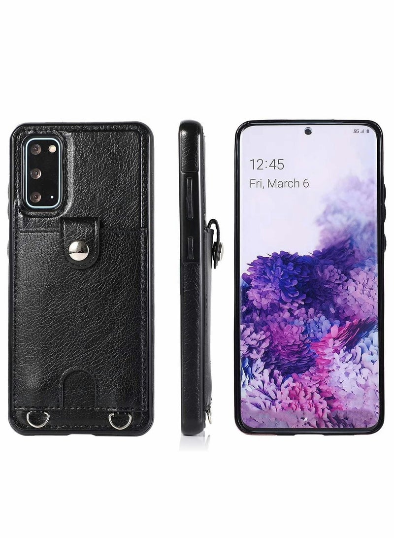 Captaintech PU Leather Wallet Case for Samsung Galaxy S20 Plus Cover Necklace Crossbody Lanyard Case Cover with Card Holder - Image 2