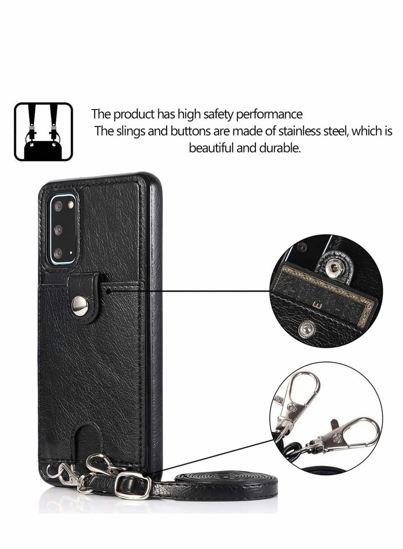 Captaintech PU Leather Wallet Case for Samsung Galaxy S20 Plus Cover Necklace Crossbody Lanyard Case Cover with Card Holder - Image 4