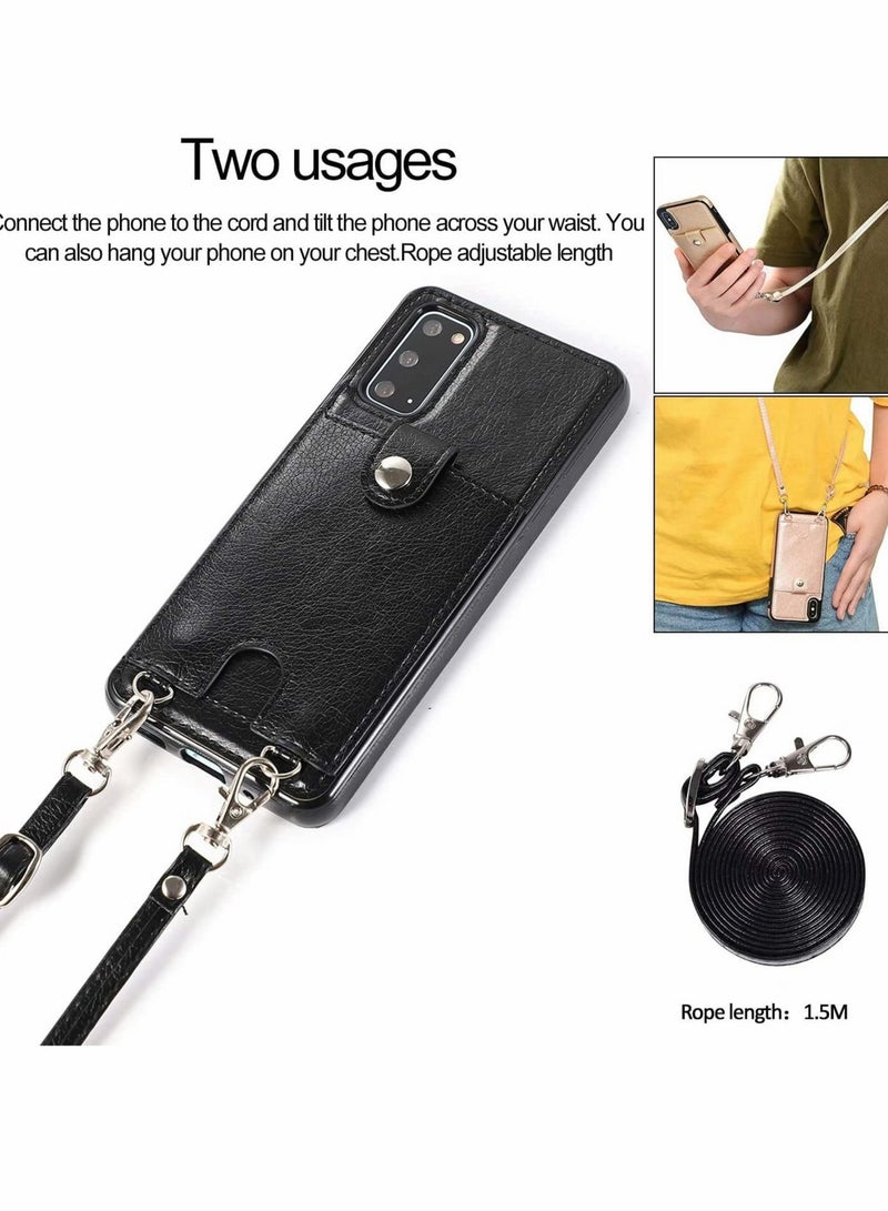 Captaintech PU Leather Wallet Case for Samsung Galaxy S20 Plus Cover Necklace Crossbody Lanyard Case Cover with Card Holder - Image 5