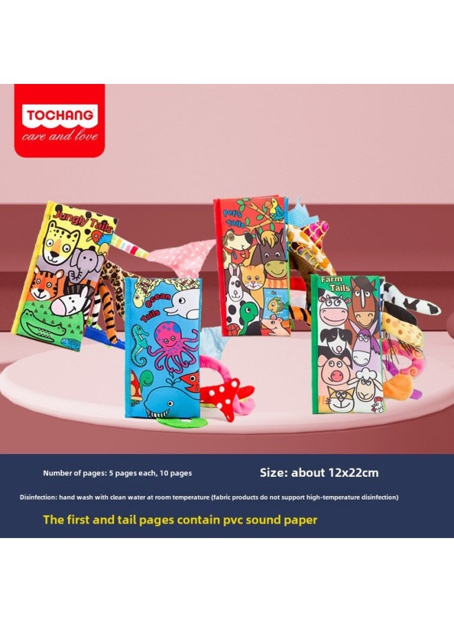 Baby Toys Three-Dimensional Cloth Book Tear Not To Rip Early Teaching Bite Washable Children Children Enlightenment Baby Hand Tear Book-Colour:4 Books: Pets + Ocean + Jungle + Farm  - Image 1