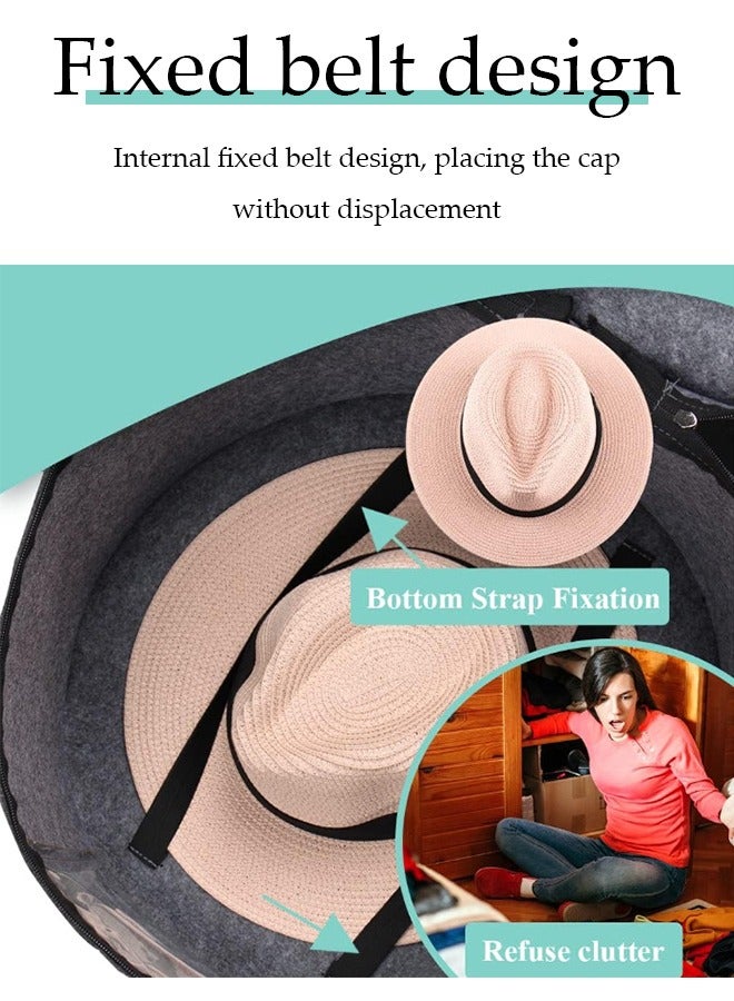 DUNISO Hat storage box, portable felt storage bucket, circular travel hat container ，with handle, foldable, suitable for filling toy hats and clothes, 43 * 28cm, gray  - Image 3
