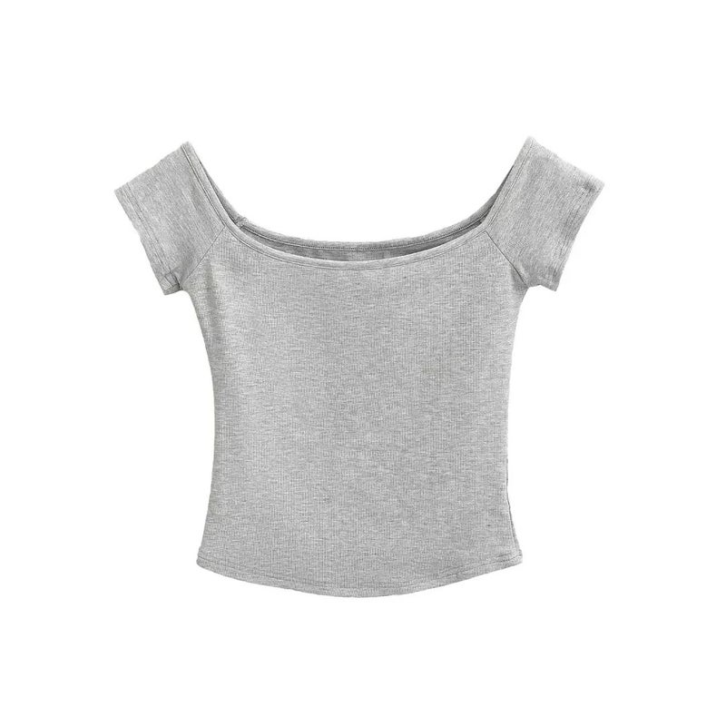 Pure Spice Girl Collarbone Short-Sleeved T-Shirt Sweet Cyber Celebrant Figure Slim-Fit Jacket With Collar - Image 1