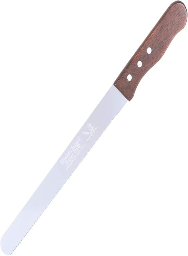 AGFA Stainless Steel Serrated Knife - Brown and Silver