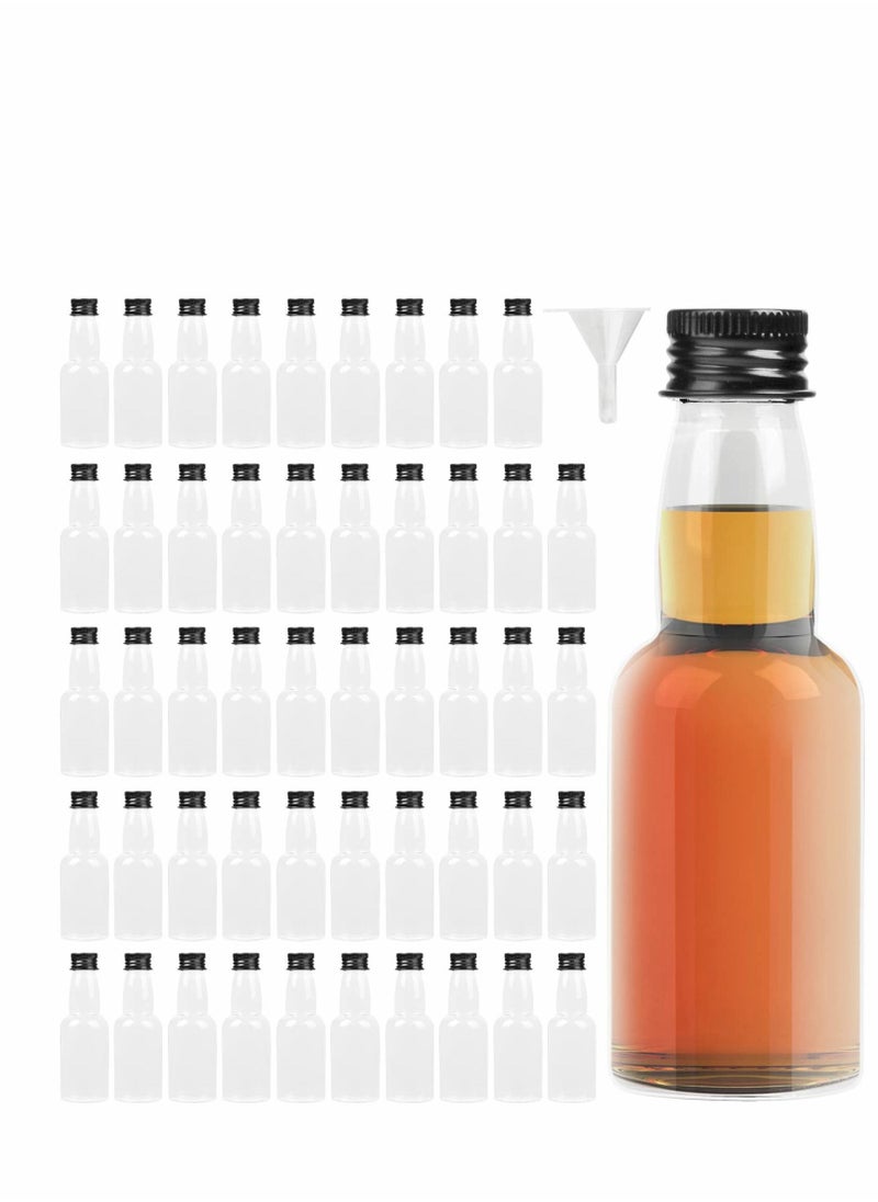 Y&D - Mini Clear Bottles 50 Pack Reusable Plastic 50ml Empty Bottle with Black Screw Cap - Image 1