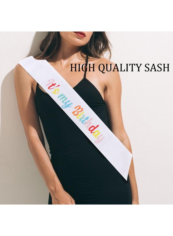 ACO-UINT Birthday Crown For Women Colorful Birthday Headband Birthday Sash Birthday Tiara Birthday Girl Crown Birthday Queen Tiara Birthday Decorations Gifts - Image 2