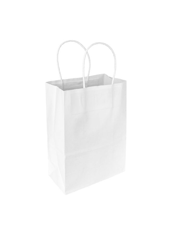 Restaurantware Saving Nature 15.9 x 9.8 x 17.3 Inch Shopping Bags, 100 Large Retail Bags With Handles - Sustainable, Durable, White Paper Merchandise Bags, For Wedding, Birthday Party Favor - Image 1