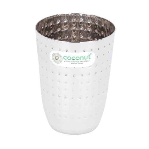 Coconut Stencil Stainless Steel Dinner Set with Side Hammered Design for Multipurpose Usage Lunch | Dinner | Kitchen Set for Home | Resturants - Set of 7 - Image 3