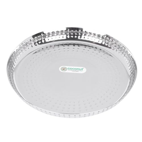 Coconut Stencil Stainless Steel Dinner Set with Side Hammered Design for Multipurpose Usage Lunch | Dinner | Kitchen Set for Home | Resturants - Set of 7 - Image 2
