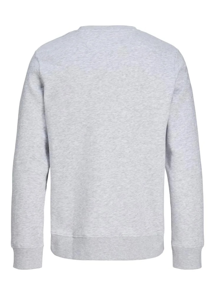 JACK & JONES White Melange Solid Crew Neck Regular Fit Sweatshirt for Men | Best Price UAE