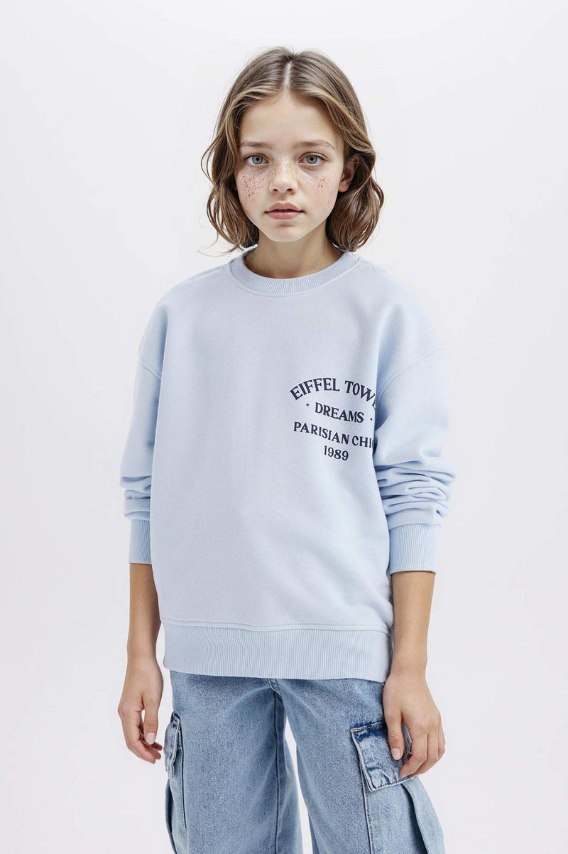 DeFacto Girl Relax Fit Crew Neck Printed Sweatshirt - Image 3