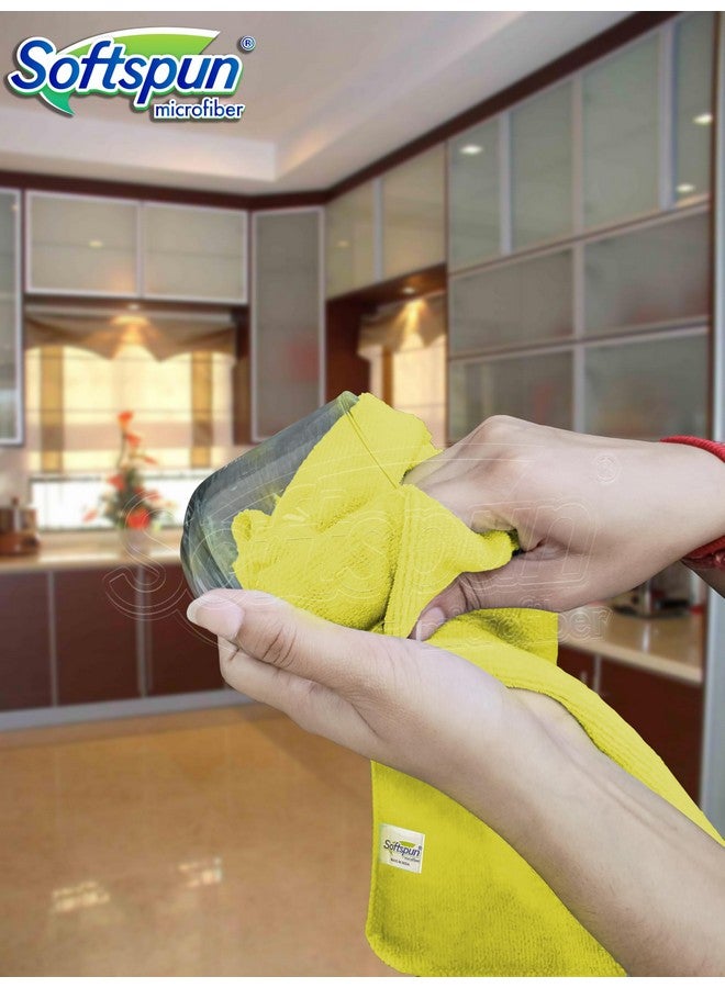 SOFTSPUN مناديل تنظيف ميكروفايبر SOFTSPUN، 24 قطعة 40x40 سم 220 غرام/متر مربع أصفر! عالية الامتصاص، خالية من الوبر والخدوش، مناديل متعددة الاستخدامات للمطبخ، السيارة، النوافذ، الفولاذ المقاوم للصدأ، أدوات المائدة.… - Image 5