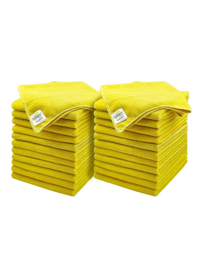 SOFTSPUN مناديل تنظيف ميكروفايبر SOFTSPUN، 24 قطعة 40x40 سم 220 غرام/متر مربع أصفر! عالية الامتصاص، خالية من الوبر والخدوش، مناديل متعددة الاستخدامات للمطبخ، السيارة، النوافذ، الفولاذ المقاوم للصدأ، أدوات المائدة.… - Image 1