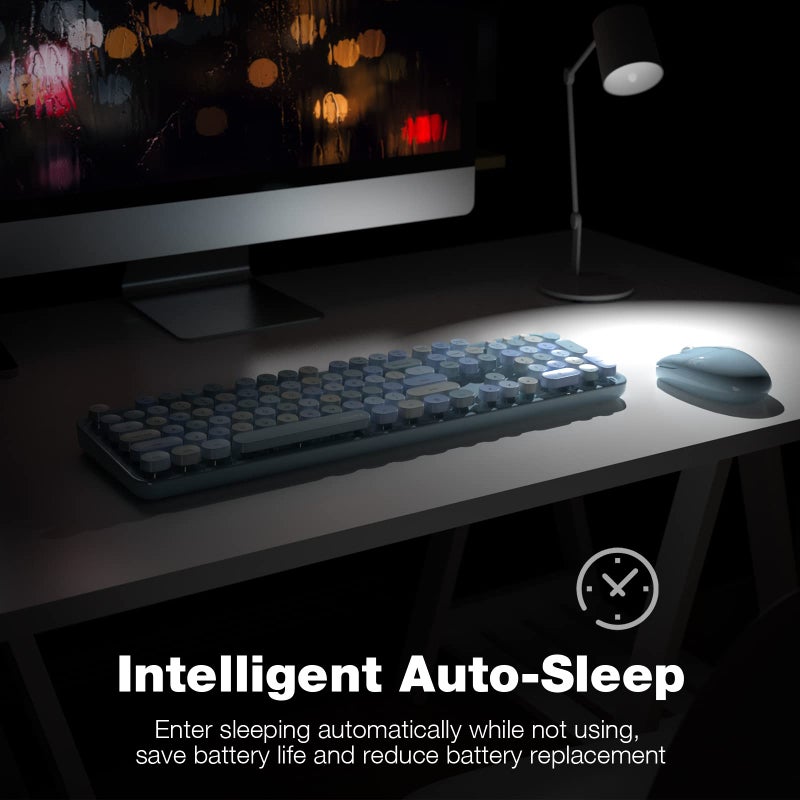 KNOWSQT Wireless Keyboard and Mouse Combo, Blue 104 Keys Full-Sized 2.4 GHz Round Keycap Colorful Keyboards, USB Receiver Plug and Play, for Windows, Mac, PC, Laptop, Desktop - Image 5