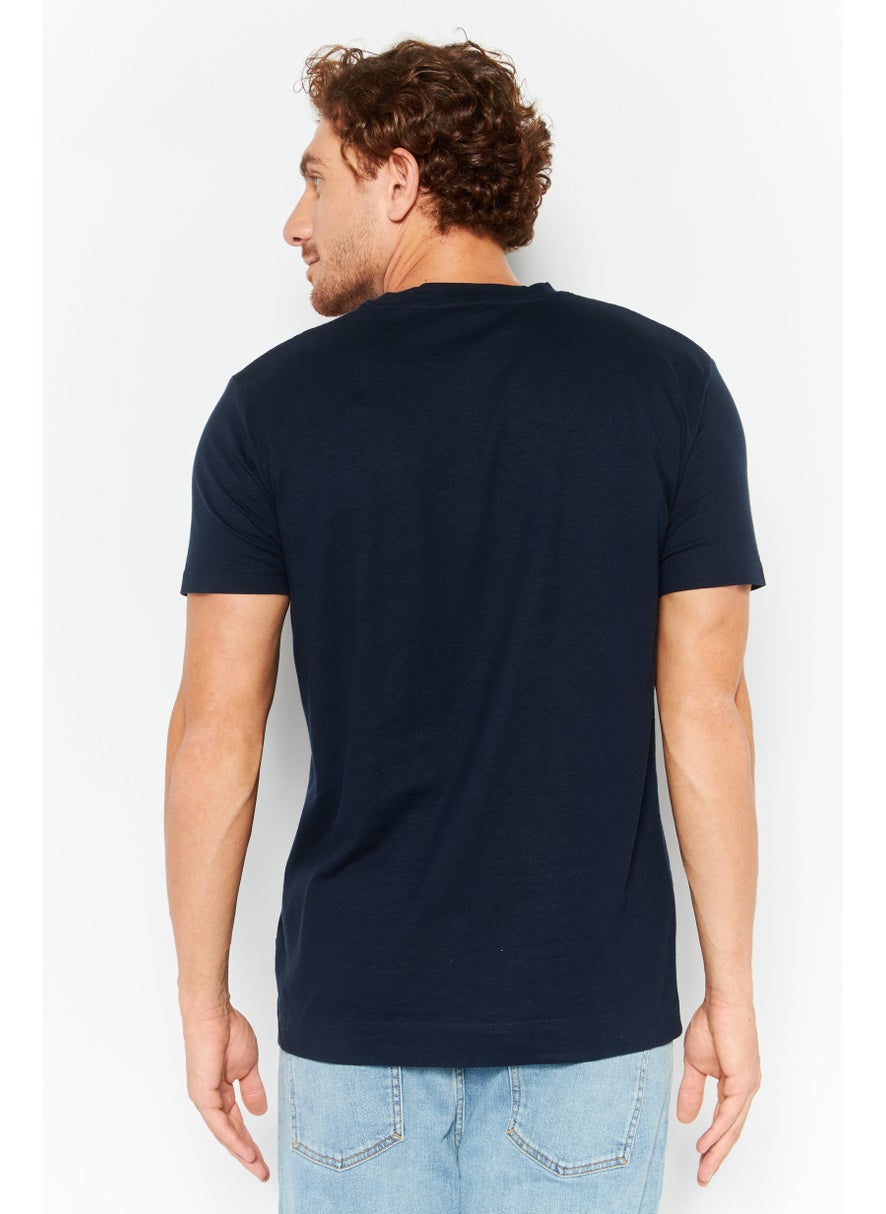 ESPRIT Men Crew Neck Short Sleeve Plain T Shirt, Navy  - Image 4